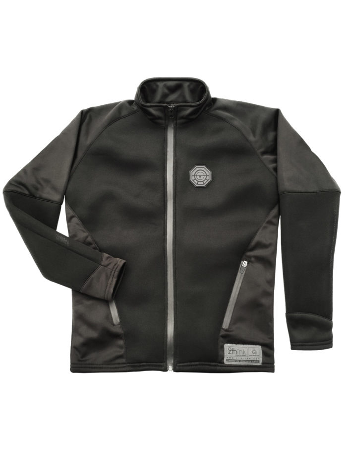 Veste jacket mixte noire, coupe cintré et matière respirante plat