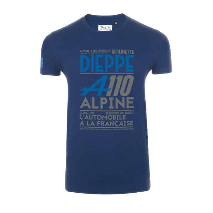T-shirt homme bleu marine, illustration typographique A110