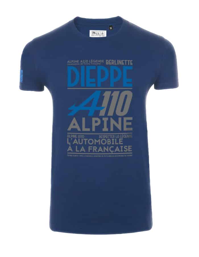 T-shirt homme bleu marine, illustration typographique A110